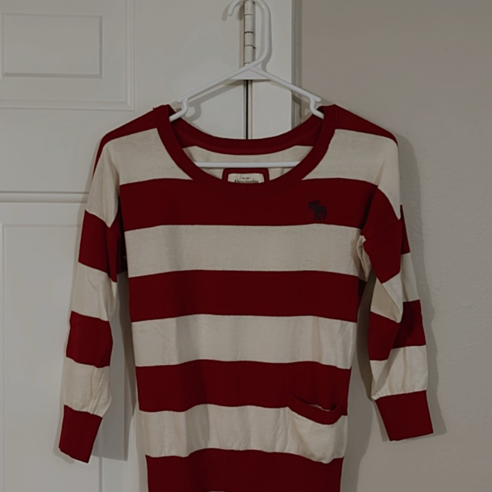 Abercrombie & Fitch Red & White Striped Sweater